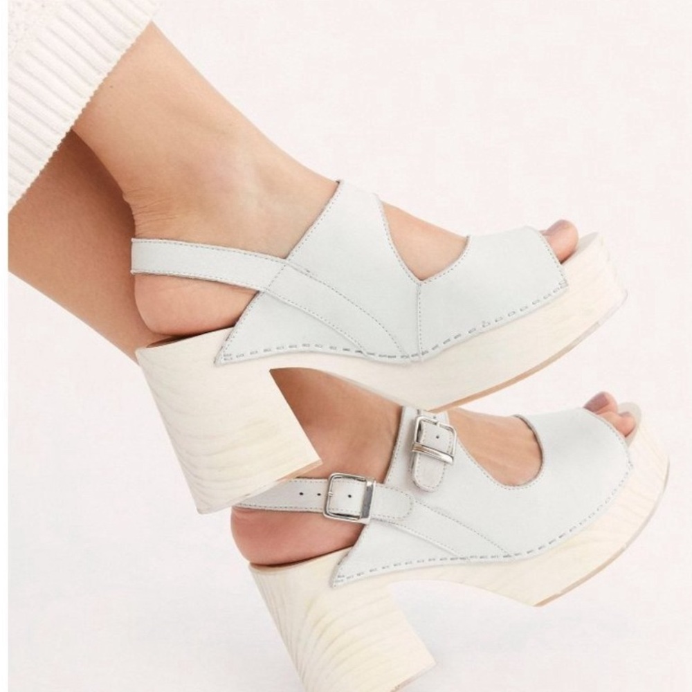 FREE PEOPLE Belem's Platform Wooden White platform sandals 40